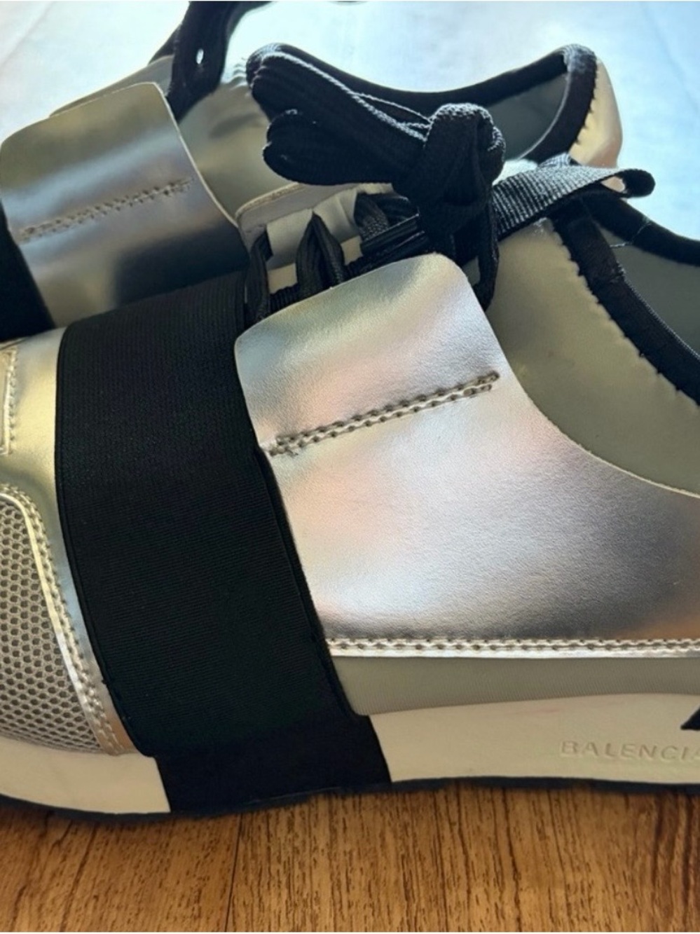 Balenciaga Race Runner Sneackers Metallic Silver Mesh M9/W11 - Picture 10 of 13